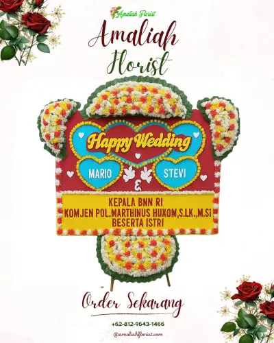 Karangan Papan Bunga Pernikahan di Bona